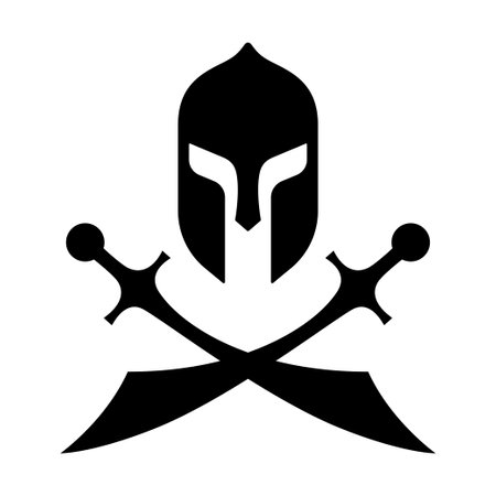 Gladiator spartan helmet with swords, vector template.のイラスト素材