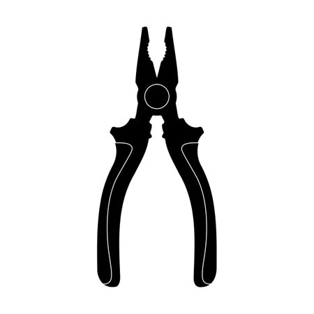 Pliers Silhouette Vector Illustration. This is a clean vector illustration of pliers depicted in a black silhouette style.のイラスト素材