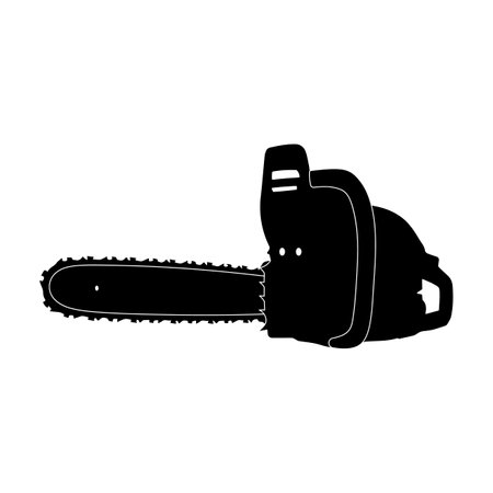 Chainsaw Silhouette Vector Illustration. This vector image depicts a silhouette of a chainsaw.のイラスト素材