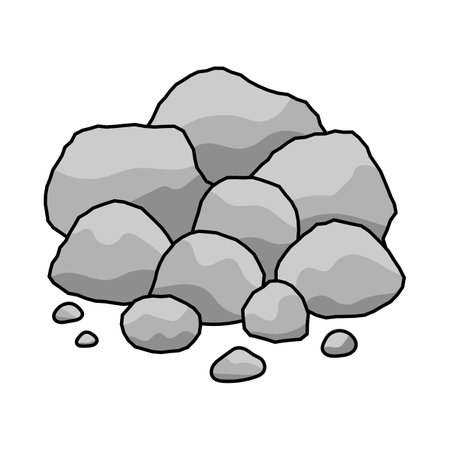 Pile of Gray Stones Vector Illustration. A cartoon style vector illustration of a pile of gray rocks of various shapes and sizes.のイラスト素材