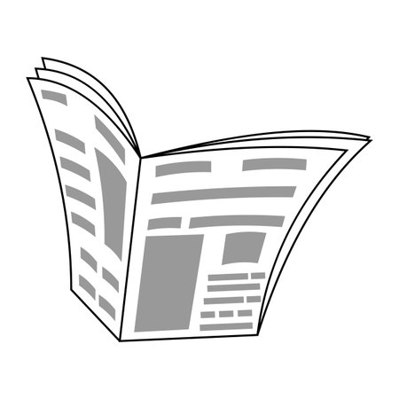Open Newspaper Vector Illustration. Pages are filled with abstract text lines and image placeholders. This illustration is perfect for web articles, blogs, infographics.のイラスト素材