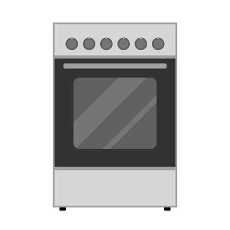 Modern Electric Oven Vector Illustration. Ideal for use in kitchen appliance graphics, household product presentations, infographics or educational materials.のイラスト素材