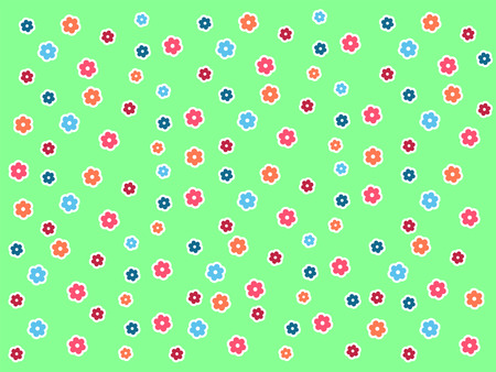 Green background with colored flowers bright colorsの写真素材