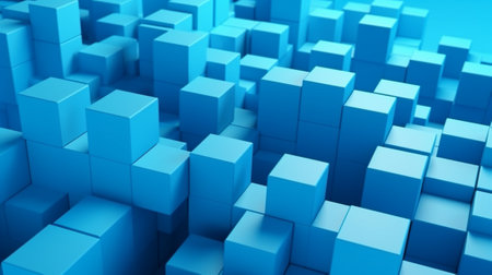 Abstract 3d rendering of blue cubes background. Creative Design Templates.の素材