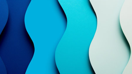 Abstract background of blue and white paper layers. 3d render illustration