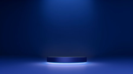 Podium on blue background. Abstract minimal scene. 3d renderの写真素材