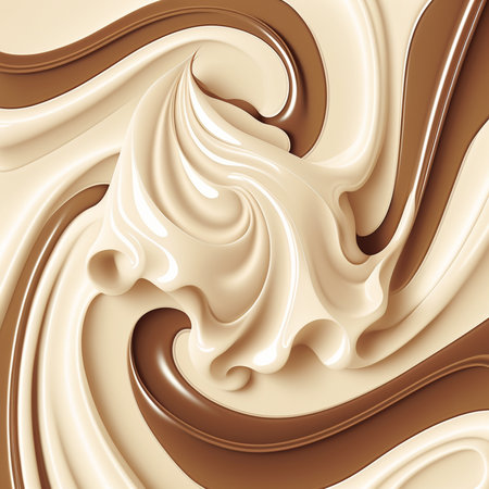Creamy chocolate swirls. Abstract background. 3d renderingの素材