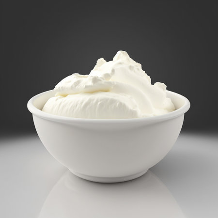 Whipped cream in a bowl on a gray background. 3d renderの素材