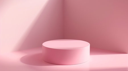 3d rendering of minimal geometric forms. Glossy pink podium for your design.の素材