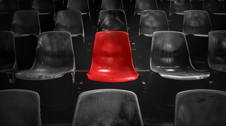 Empty seats in the auditorium, 3d render, black backgroundの素材