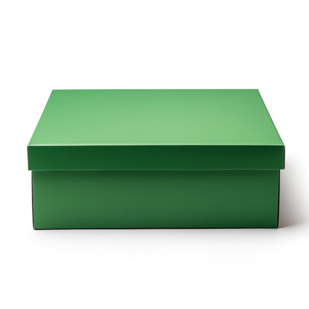 Green eco box. 3d illustration isolated on white background. Clipping path included.の素材