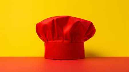 Chef hat on a red and yellow background. 3d renderingの素材