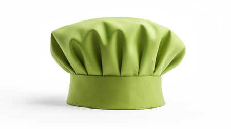 Green chef's hat isolated on white background. 3d rendering.の素材