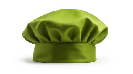 Green chef's hat isolated on white background. 3d illustration.の素材