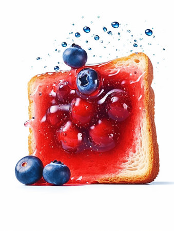Toast with jam and berries isolated on white background. Vector illustration.の素材