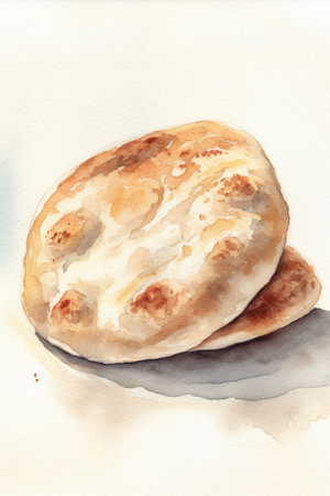 Bread on a white background. Watercolor. Illustration.の素材