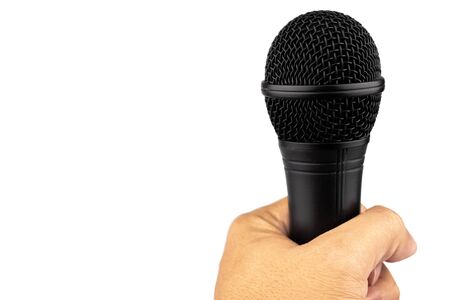 Black microphone on a white backgroundの写真素材