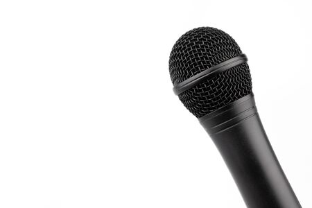 Black microphone on a white backgroundの写真素材