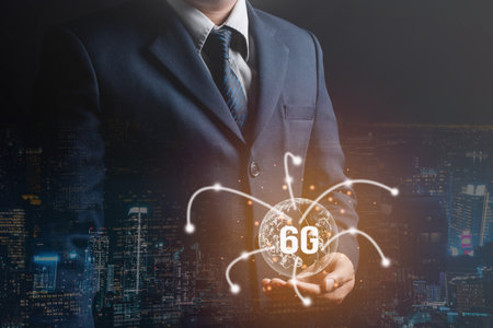 System for connecting communication of the earth in the near future, doing business by using modern 6G technology and telecommunication.の写真素材