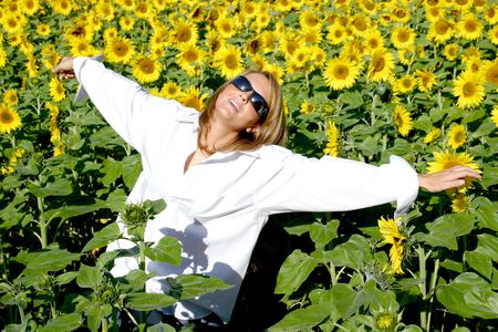 Beautiful Sunflower Woman in the sun.の写真素材