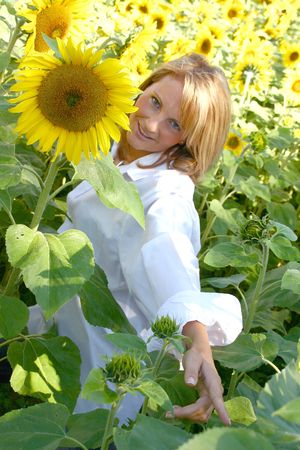 Beautiful Sunflower Woman in the sun.の写真素材