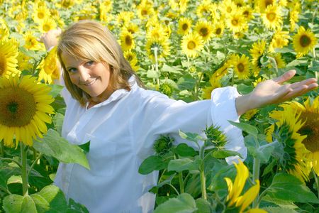 Beautiful Sunflower Woman in the sun.の写真素材