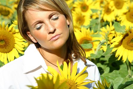 Beautiful Sunflower Woman in the sun.の写真素材