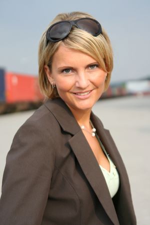 Beautiful young and sexy business Woman on tour.の写真素材