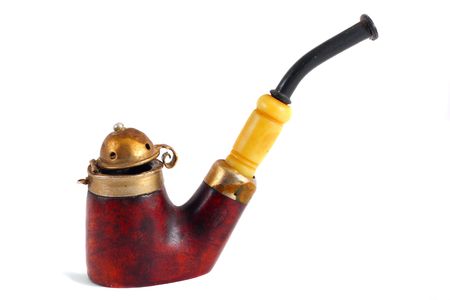 Antique mahogany & ivory pipe isolated on white