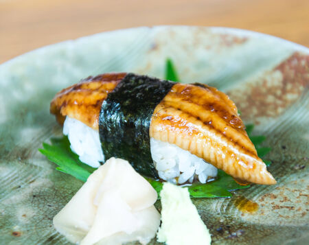 sushi on plate :japanese foodの写真素材