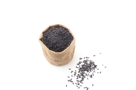 black sticky gaba rice isolated on white backgroundの写真素材
