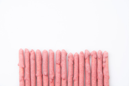 strawberry pretzel snack sticks isolatedの写真素材