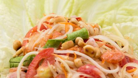 Thai papaya salad also known as Som Tum from Thailandの写真素材