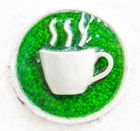 coffee sign on white wallの写真素材