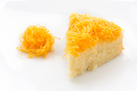 foy thong cake on white plateの写真素材