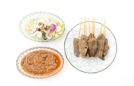 pork liver Satay with Peanut Sauceの写真素材