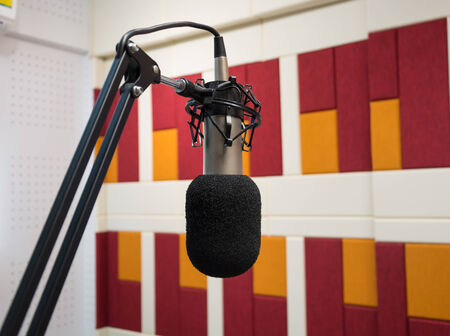 Microphone in a recording roomの写真素材