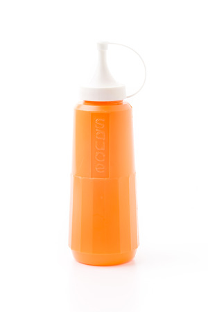 bottle of chili sauce isolatedの写真素材