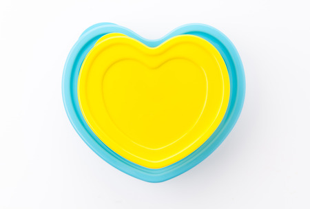 Plastic container for food isolated on whiteの写真素材