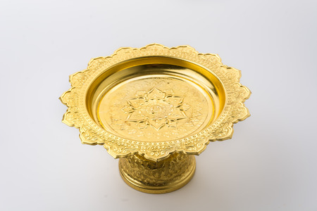 Thai golden tray with pedestal for put something.の写真素材