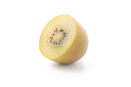 Golden Kiwi fruit isolated on white backgroundの写真素材