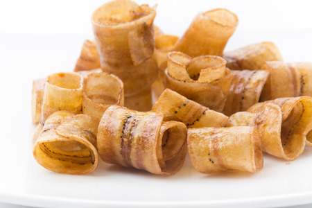 banana rolls isolated on white backgroundの写真素材