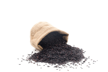 black sticky gaba rice isolated on white backgroundの写真素材