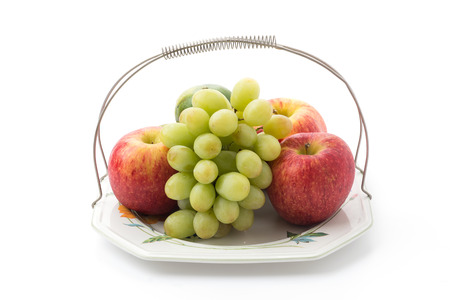 Isolated platter of assorted fruitの写真素材