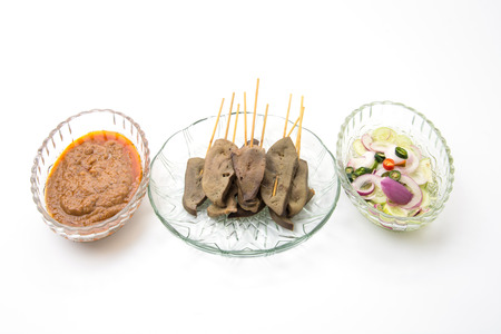 pork liver Satay with Peanut Sauceの写真素材
