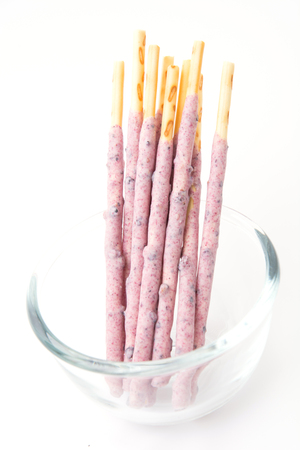 blueberry pretzel snack sticks isolatedの写真素材