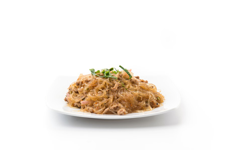 Larb vermicelli or Spicy Vermicelli.Traditional Thai foodの写真素材