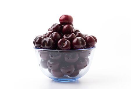 cherry berries isolated on white backgroundの写真素材