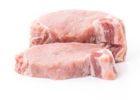raw meat pork steak isolatedの写真素材