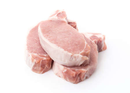 raw meat pork steak isolatedの写真素材